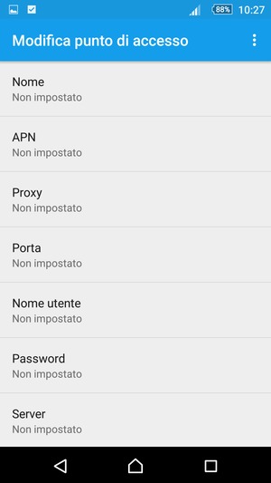 Inserisci le informazioni di Internet