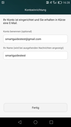 Geben Sie Ihrem Konto einen Namen und geben Sie Ihren Namen ein. Wählen Sie Fertig