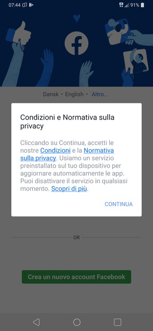 Seleziona CONTINUA