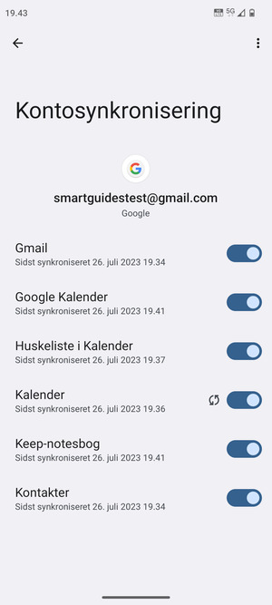 Kontroller at Kontakter er valgt