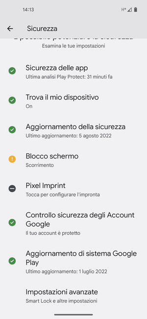 Scorri e seleziona Impostazioni avanzate