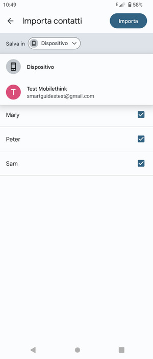 Seleziona il tuo account  Google