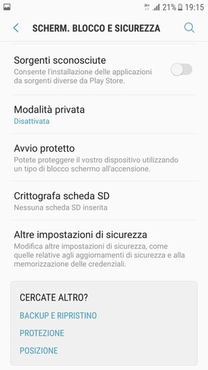 Scorri e seleziona Altre impostazioni di sicurezza