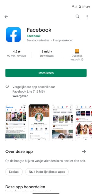 Selecteer Installeren