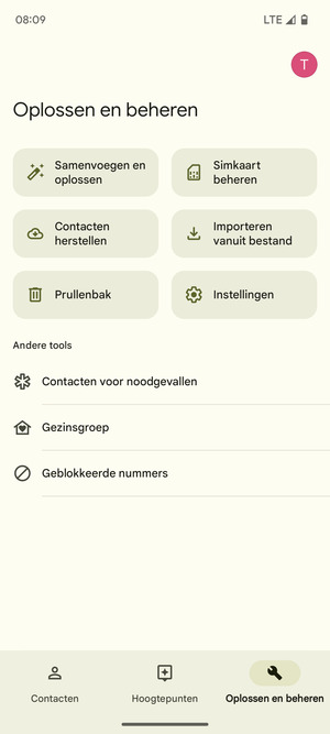 Selecteer Simkaart beheren