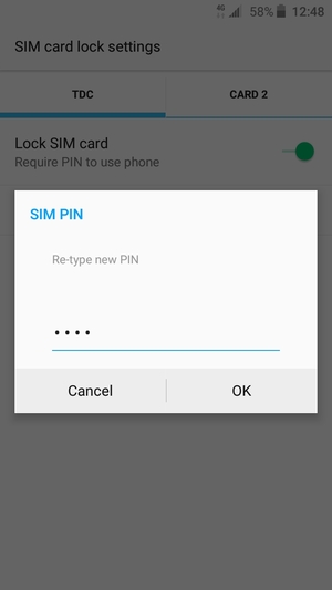 Confirm your new SIM PIN and select OK