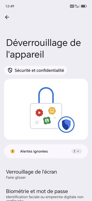 Sélectionnez Verrouillage de l'écran