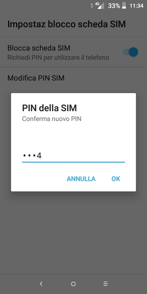 Conferma il nuovo PIN SIM e seleziona OK