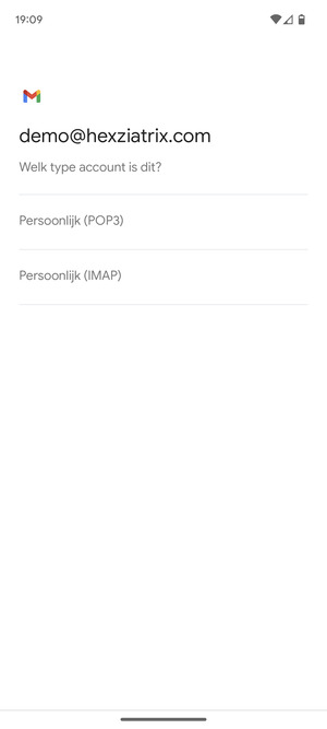 Selecteer Persoonlijk (POP3) of Persoonlijk (IMAP)