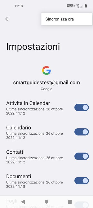 Seleziona Sincronizza ora