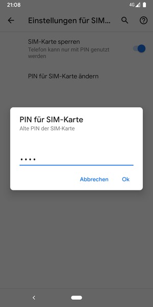 Geben Sie Ihre Alte PIN der SIM-Karte ein und wählen Sie OK