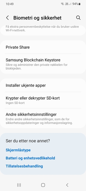 Bla til og velg Andre sikkerhetsinnstillinger
