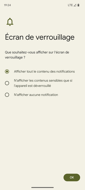 Sélectionnez votre option préférée et sélectionnez OK