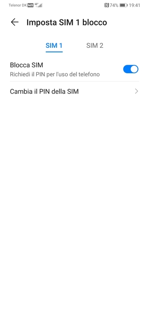 Seleziona SIM 1 o SIM 2 e poi Cambia il PIN della SIM