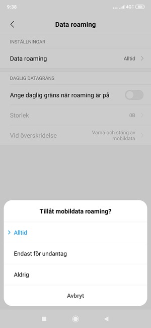 Tryck på ditt föredragna alternativ