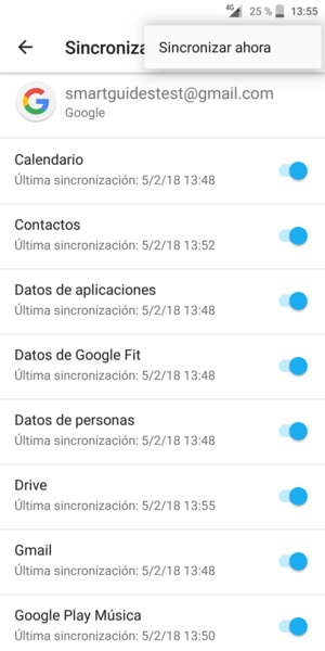 Seleccione Sincronizar ahora