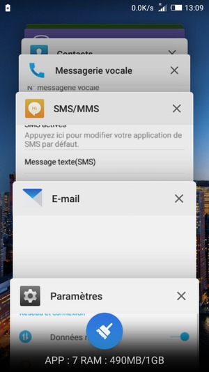 Sélectionnez l'icône Supprimer pour fermer toutes les applis en cours d'exécution