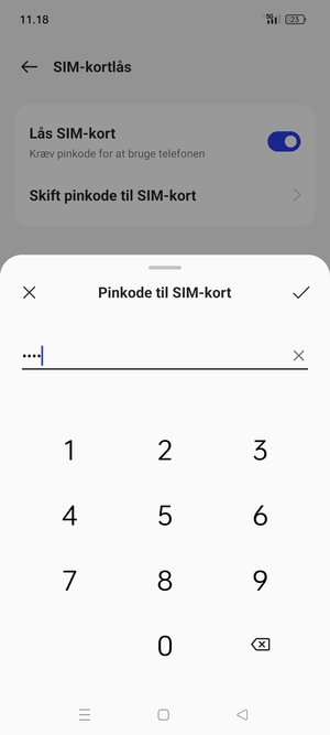 Indtast Nuværende pinkode til SIM-kort og vælg OK