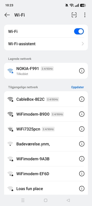 Du er nå koblet til Wi-Fi-nettverket