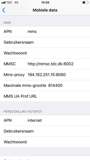 Voer mms-gegevens in