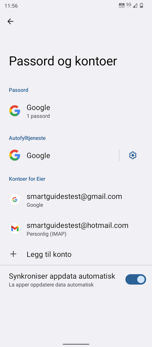 Velg din Google-konto