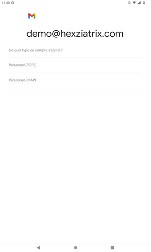 Sélectionnez Personnel (POP3) ou Personnel (IMAP)
