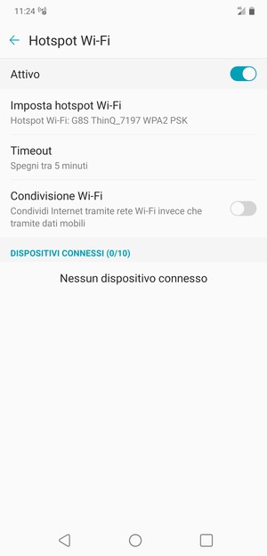 Il telefono è ora pronto per essere usato come modem