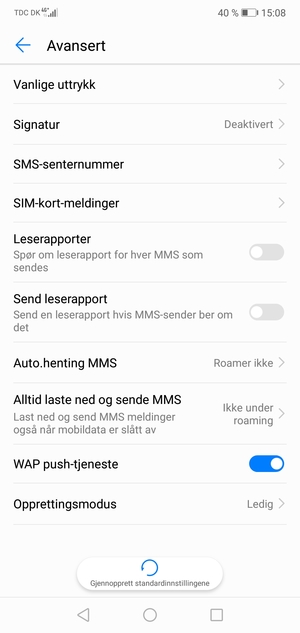 Velg SMS-senternummer