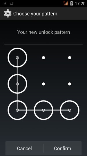 Draw the unlock pattern again and select Confirm