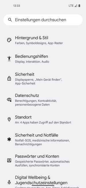 Scrollen Sie und wählen Sie Standort