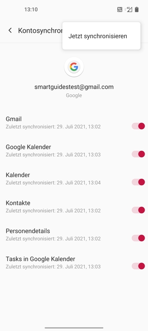 Wählen Sie Jetzt synchronisieren