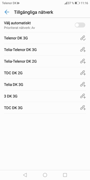 Välj en nätverksoperatör från listan