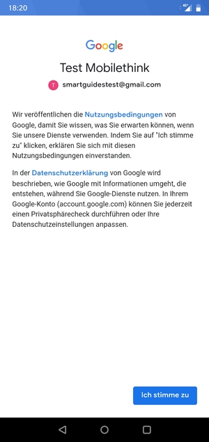 Wählen Sie Ich stimme zu