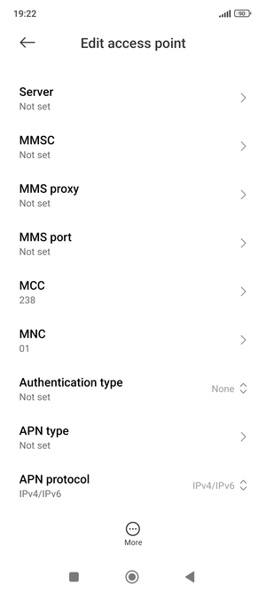 Scroll down and enter MMS information