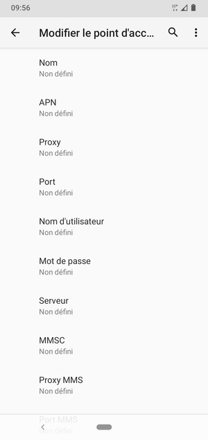 Saisissez les informations Internet