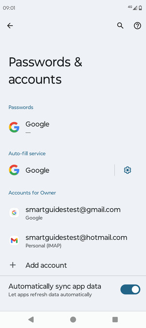 Select your Google account