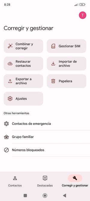 Seleccione Gestionar SIM