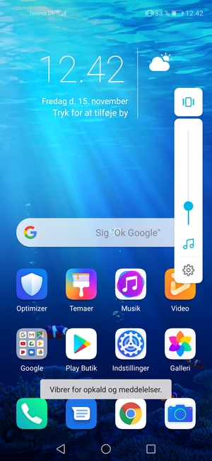 Vælg Vibration for at skifte til lydløs tilstand
