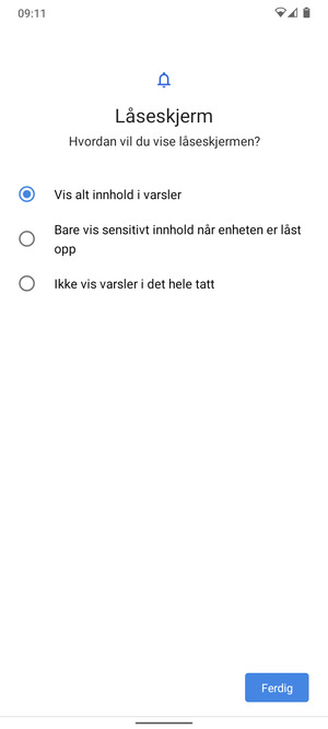 Velg ønsket alternativ og velg Ferdig