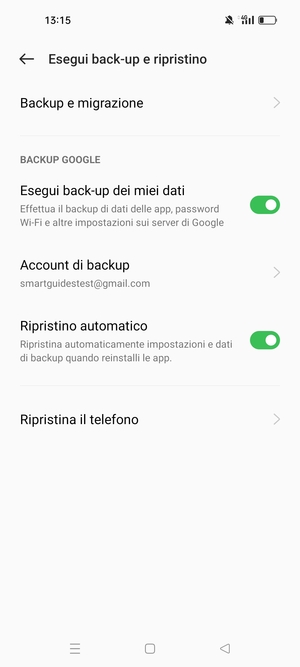 Seleziona Account di backup