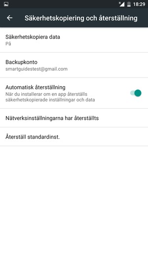 Välj Backupkonto