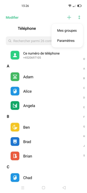 Sélectionnez Paramètres