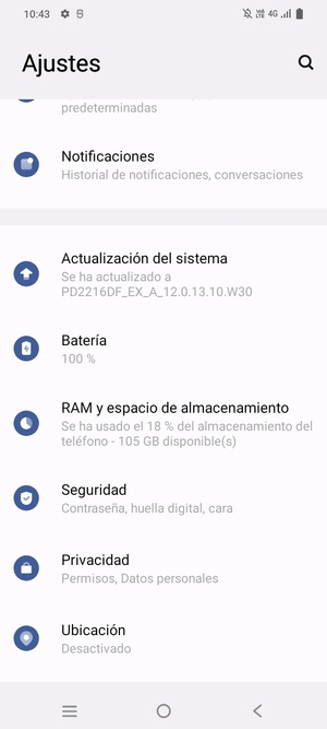 Desplácese y seleccione Seguridad