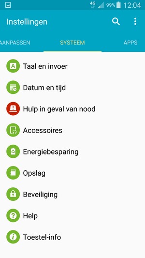Selecteer SYSTEEM of MEER