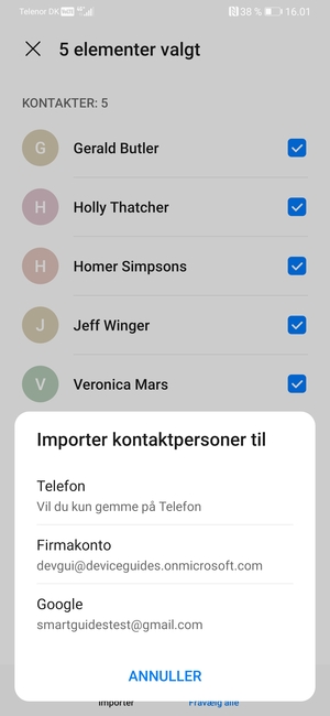Vælg din Google konto