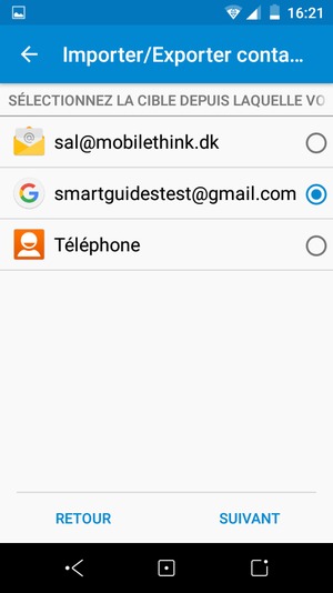 Sélectionnez votre compte Google puis SUIVANT