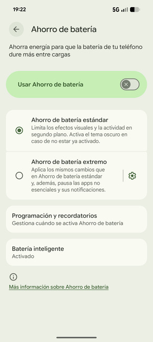 Active Usar Ahorro de batería