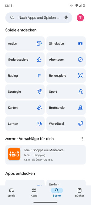 Wählen Sie die Suchleiste