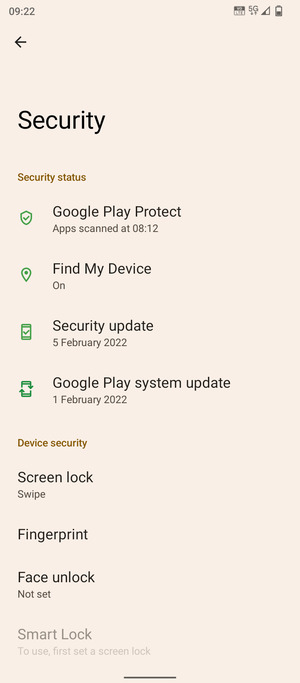 Select Screen lock