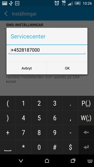 Ange Servicecenter-nummer och välj OK